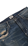 Resim Denim Eskitme Detaylı İspanyol Paça Kadın Jean Pantolon