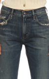 Resim Denim Eskitme Detaylı İspanyol Paça Kadın Jean Pantolon