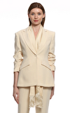 Resim Krem Büzgülü Kollu Blazer