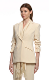 Resim Krem Büzgülü Kollu Blazer