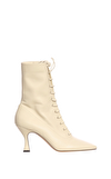 Resim Krem Deri Bağcıklı Topuklu Kadın Bot