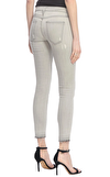 Resim Açık Gri Eskitme Detaylı Yırtık Desenli Skinny Fit Jean Pantolon