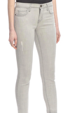 Resim Açık Gri Eskitme Detaylı Yırtık Desenli Skinny Fit Jean Pantolon