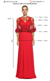 Resim Kırmızı Dantel İşlemeli Askılı V Yaka Maksi Gece Elbisesi