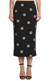 Resim Lacivert Puantiyeli Normal Bel Midi Etek