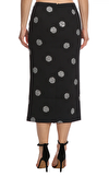 Resim Lacivert Puantiyeli Normal Bel Midi Etek