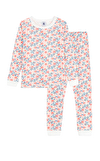 Resim Çok Renkli Çiçek Desenli Uzun Kol Yuvarlak Yaka Pamuk Kız Çocuk Pijama Takımı