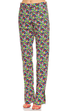 Resim Çok Renkli Çiçekli Boru Paça Pamuk Pantolon