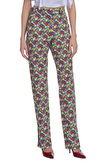 Resim Çok Renkli Çiçekli Boru Paça Pamuk Pantolon