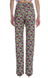 Resim Çok Renkli Çiçekli Boru Paça Pamuk Pantolon