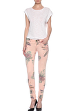Resim Pembe Çiçek Desenli Dar Pamuklu Pantolon