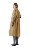 Resim Camel Uzun Kol KRUVAZE YAKA Pamuk Trençkot