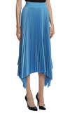 Resim Mavi Piliseli Normal Bel Midi İpek Etek