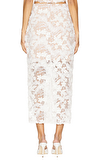 Resim Beyaz Dantel İşlemeli Normal Bel Midi Etek