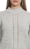 Resim Gri Örme Uzun Kol Dik Yaka Yünlü Kazak