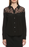 Resim Siyah Dantelli İpek Gömlek