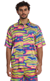 Resim Çok Renkli Karma Desenli Oversize Fit Kısa Gömlek