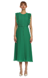 Resim Yeşil Askılı Yuvarlak Yaka Midi Boy Elbise