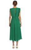 Resim Yeşil Askılı Yuvarlak Yaka Midi Boy Elbise