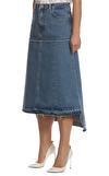 Resim Mavi Normal Bel Midi Jean Etek