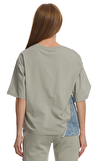 Resim Gri Kısa Kollu Yuvarlak Yaka Pamuk Kadın T-Shirt