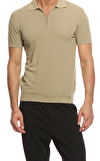 Resim Kahverengi Kısa Kol Polo Yaka Pamuk T-Shirt