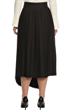 Resim Siyah Piliseli Asimetrik Kesim Normal Bel Midi Etek