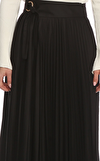 Resim Siyah Piliseli Asimetrik Kesim Normal Bel Midi Etek