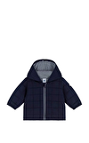 Resim Lacivert Kapüşonlu Puff Mont