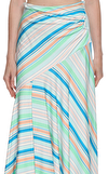 Resim Çok Renkli Çizgili Normal Bel Midi Etek