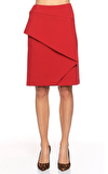 Resim Kırmızı Normal Bel Mini Saten Etek