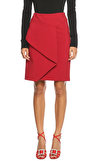 Resim Kırmızı Normal Bel Mini Saten Etek