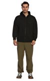 Resim Siyah Uzun Kol Kapüşonlu Fermuarlı Sweatshirt