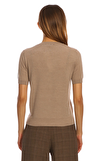 Resim Bej Kısa Kol Bisiklet Yaka Bluz