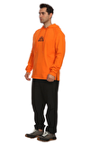 Resim Turuncu Marka Logolu Uzun Kol Pamuk Hoodie