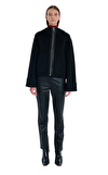 Resim Siyah Fermuarlı Uzun Kol Dik Yaka Mont
