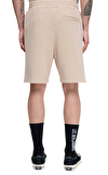 Resim Bej Logo Baskılı Pamuk Şort