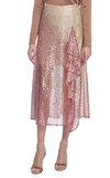 Resim Pembe Pul Payet İşlemeli Yüksek Bel Midi Etek