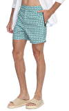 Resim Yeşil Zikzak Desenli Normal Bel Erkek Şort Mayo