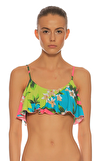 Resim Çok Renkli Çiçek Desenli Askılı Bikini Üstü
