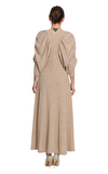 Resim Bej Yarasa Kol Oval Yaka Maksi Boy Elbise