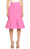 Resim Pembe Volanlı Lastik Bel Midi Etek