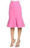 Resim Pembe Volanlı Lastik Bel Midi Etek