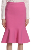 Resim Pembe Volanlı Lastik Bel Midi Etek