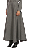Resim Gri Normal Bel Midi Etek