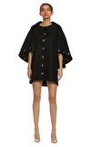 Resim Siyah Zımba Detaylı Pelerin Kol Şal Yaka Mini Boy Elbise