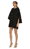 Resim Siyah Zımba Detaylı Pelerin Kol Şal Yaka Mini Boy Elbise