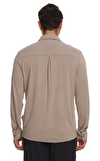 Resim Bej Uzun Kol Polo Yaka Gömlek
