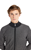 Resim Antrasit Fermuarlı Dik Yaka Yünlü Hırka