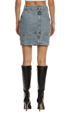 Resim Buz Mavisi Cep Detaylı Mini Jean Etek